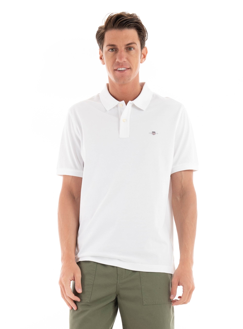 Gant Regular Fit Pique Polo Shirt - White
