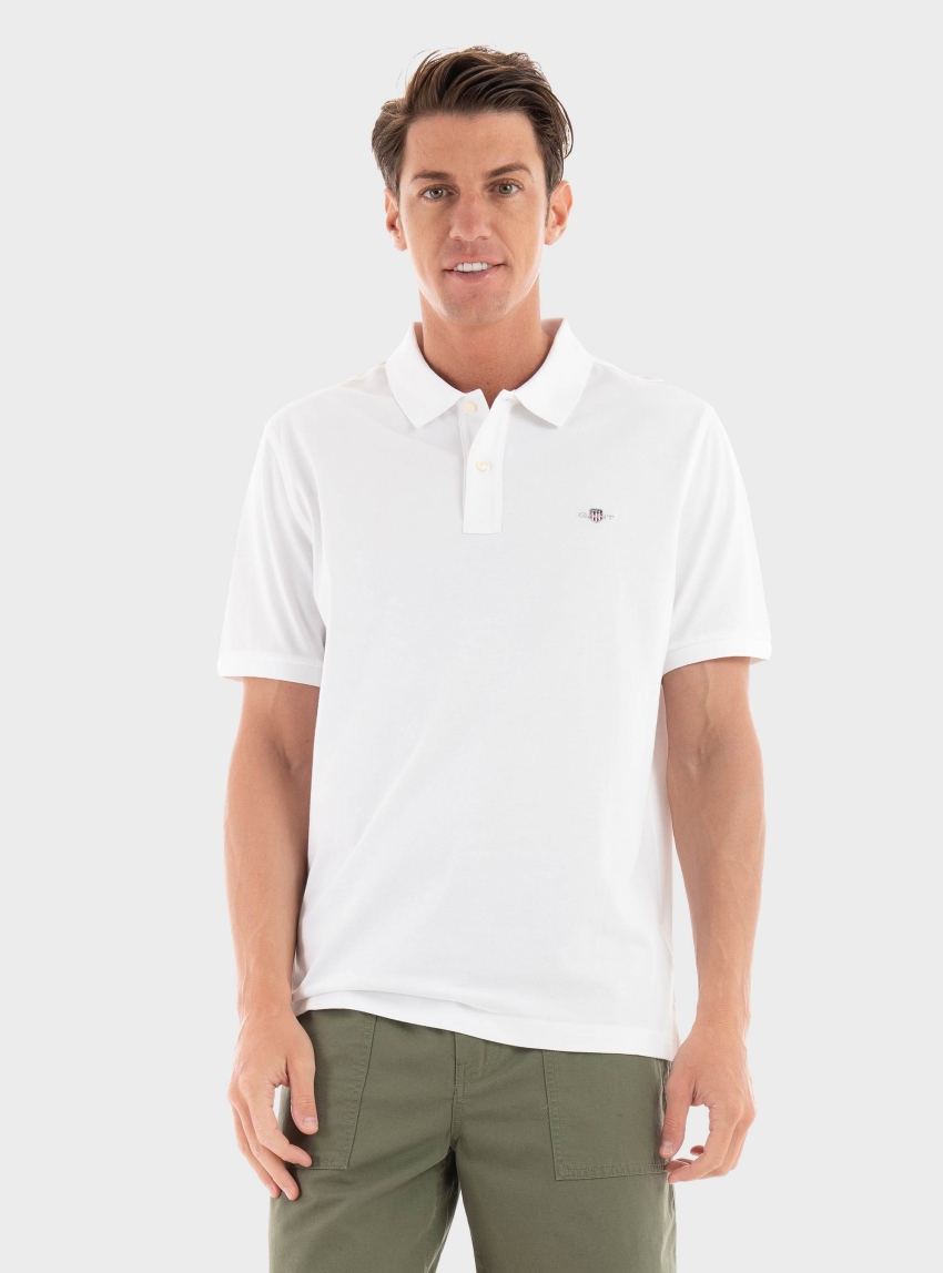Gant Regular Fit Pique Polo Shirt - White