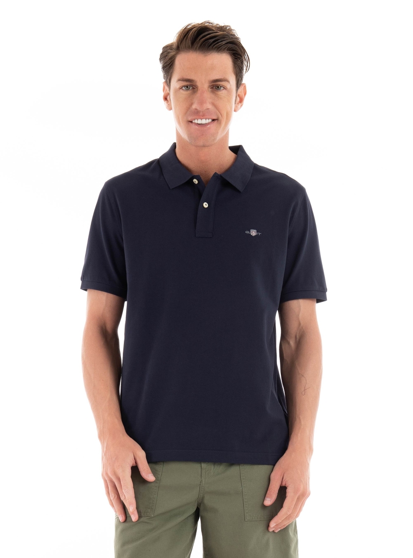 Gant Regular Fit Pique Polo Shirt - Navy