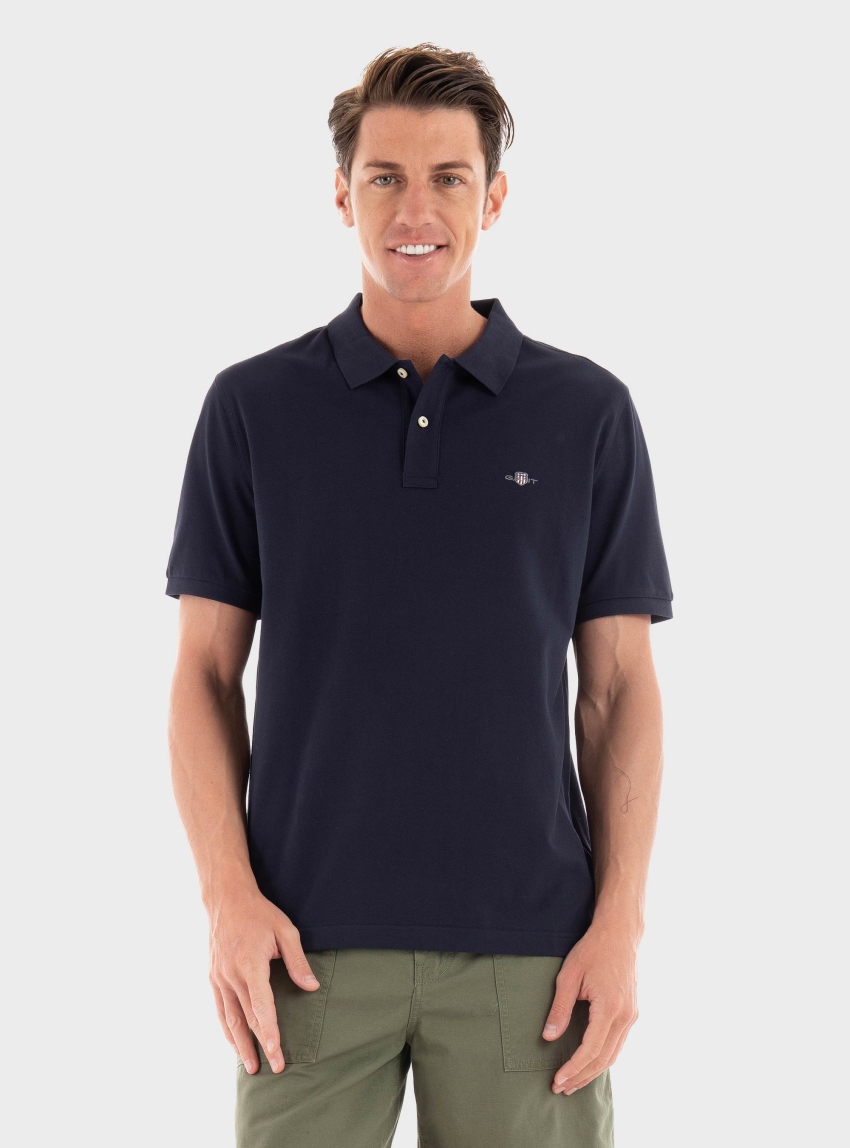 Gant Regular Fit Pique Polo Shirt - Navy