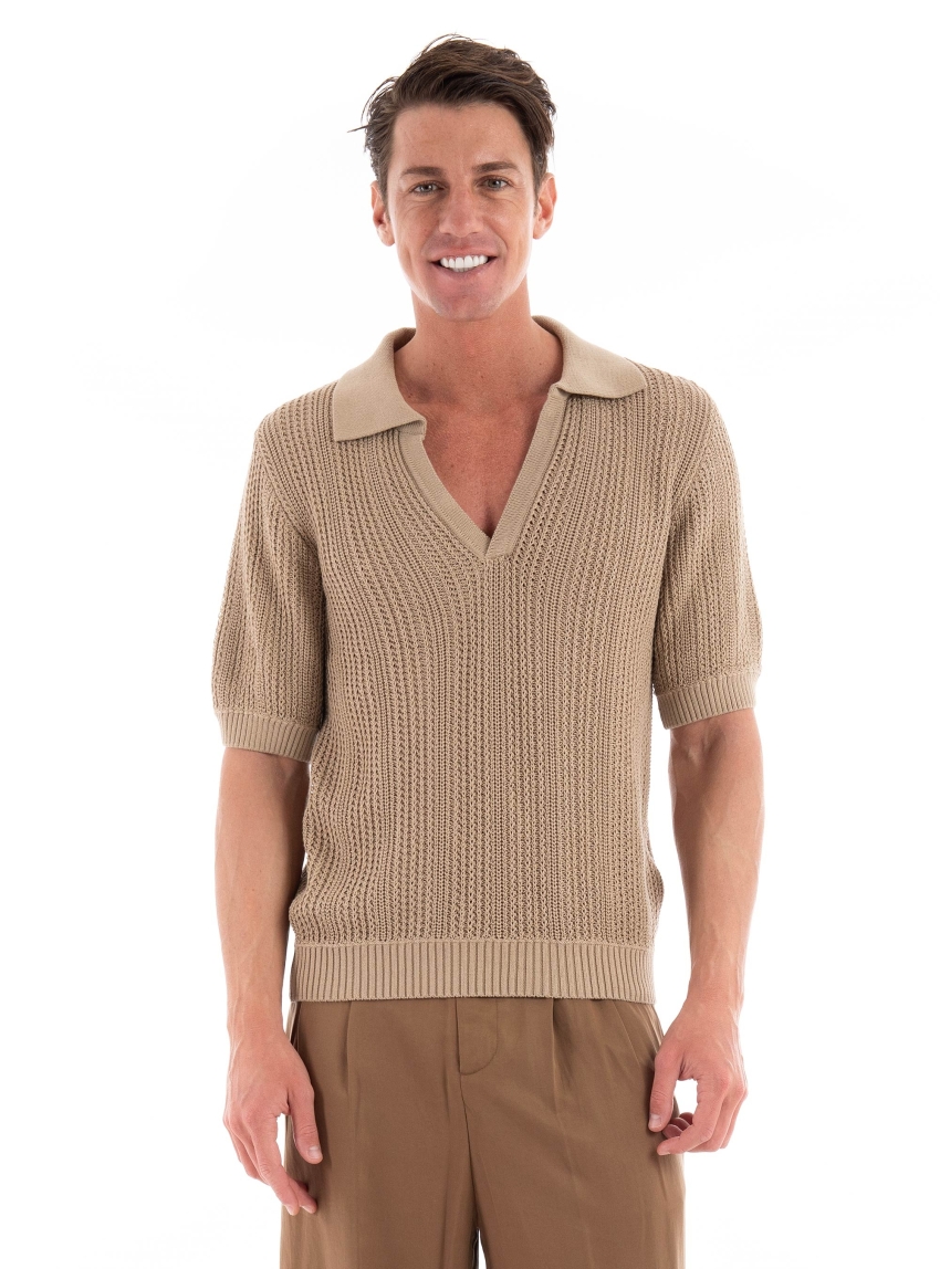 I'm Brian Knit Polo Shirt - Dark Beige