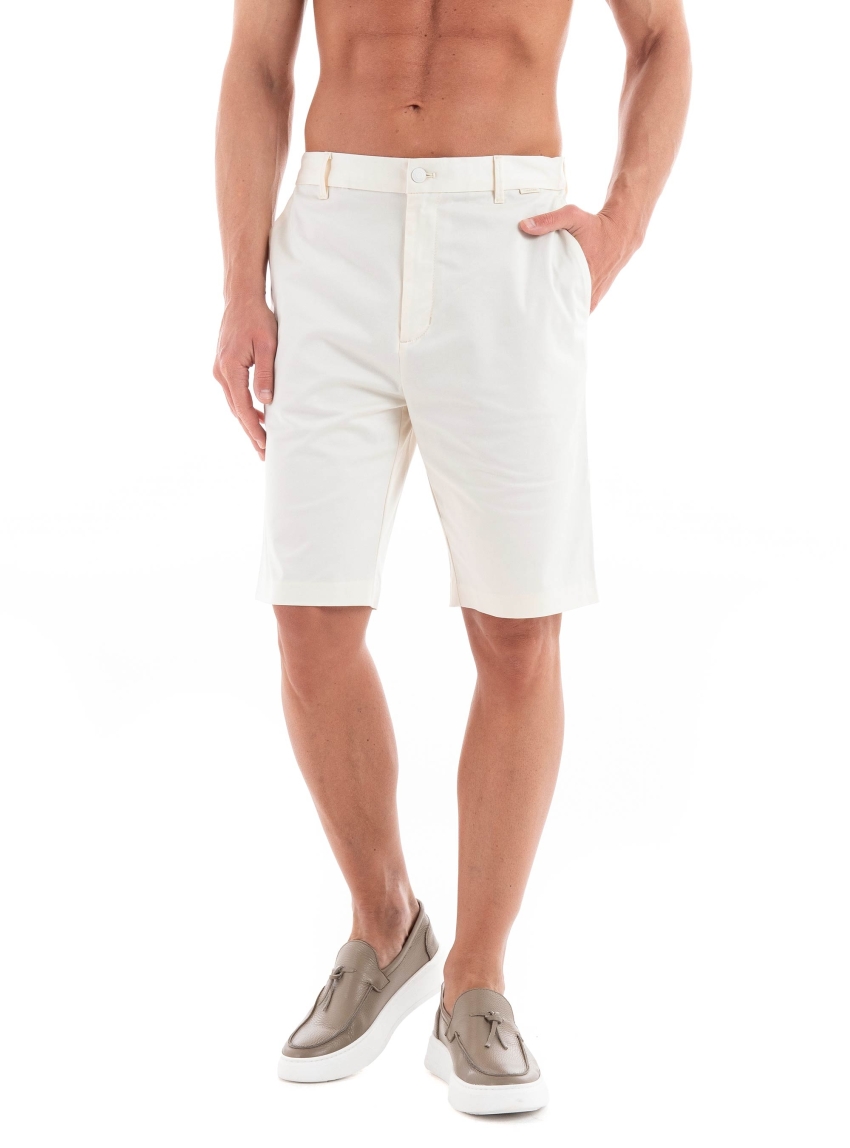 Calvin Klein Sateen Stretch Regular Straight Shorts - Light Beige