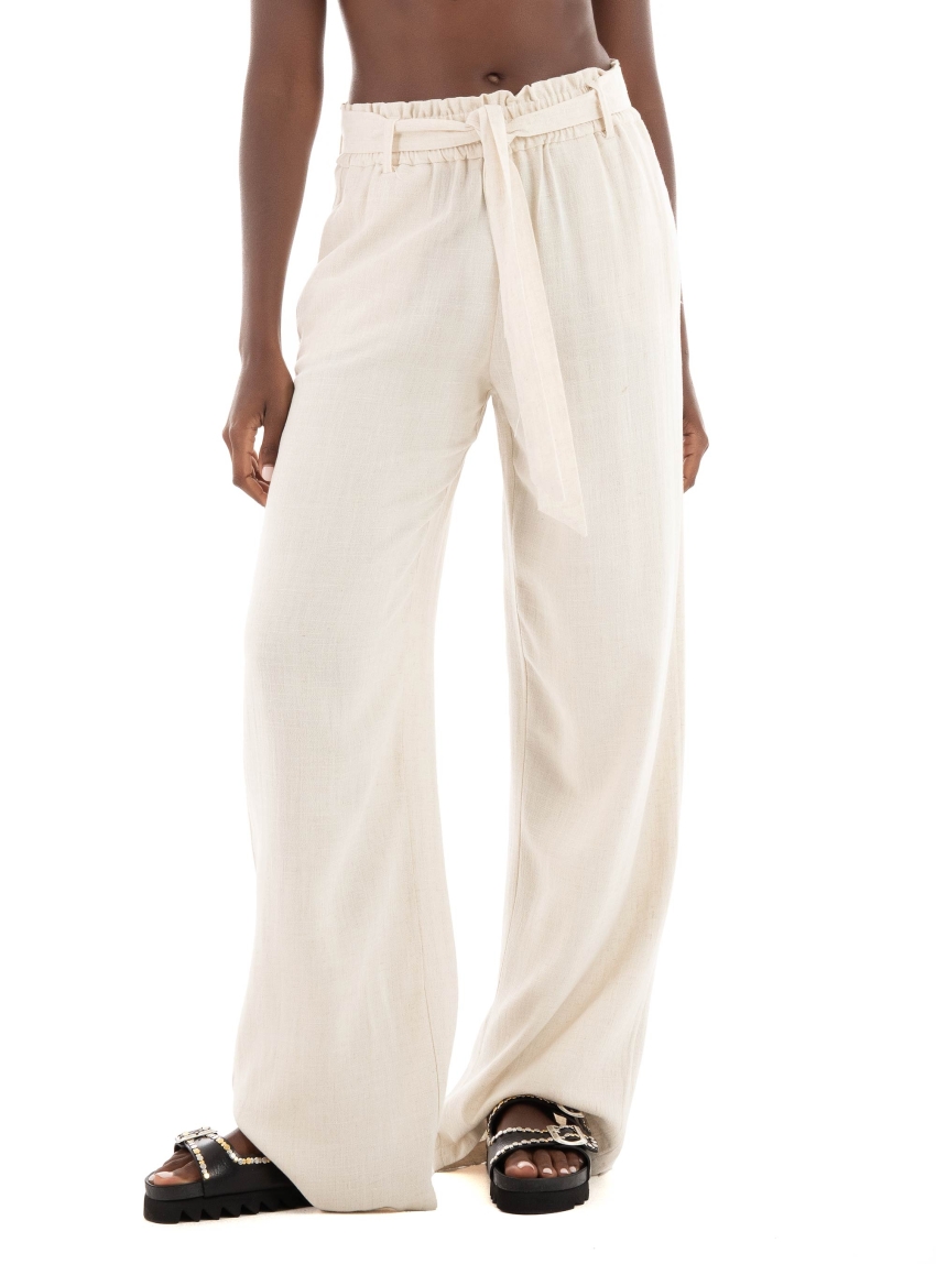 Only Siesta High Waist Belt Pants - Light Beige
