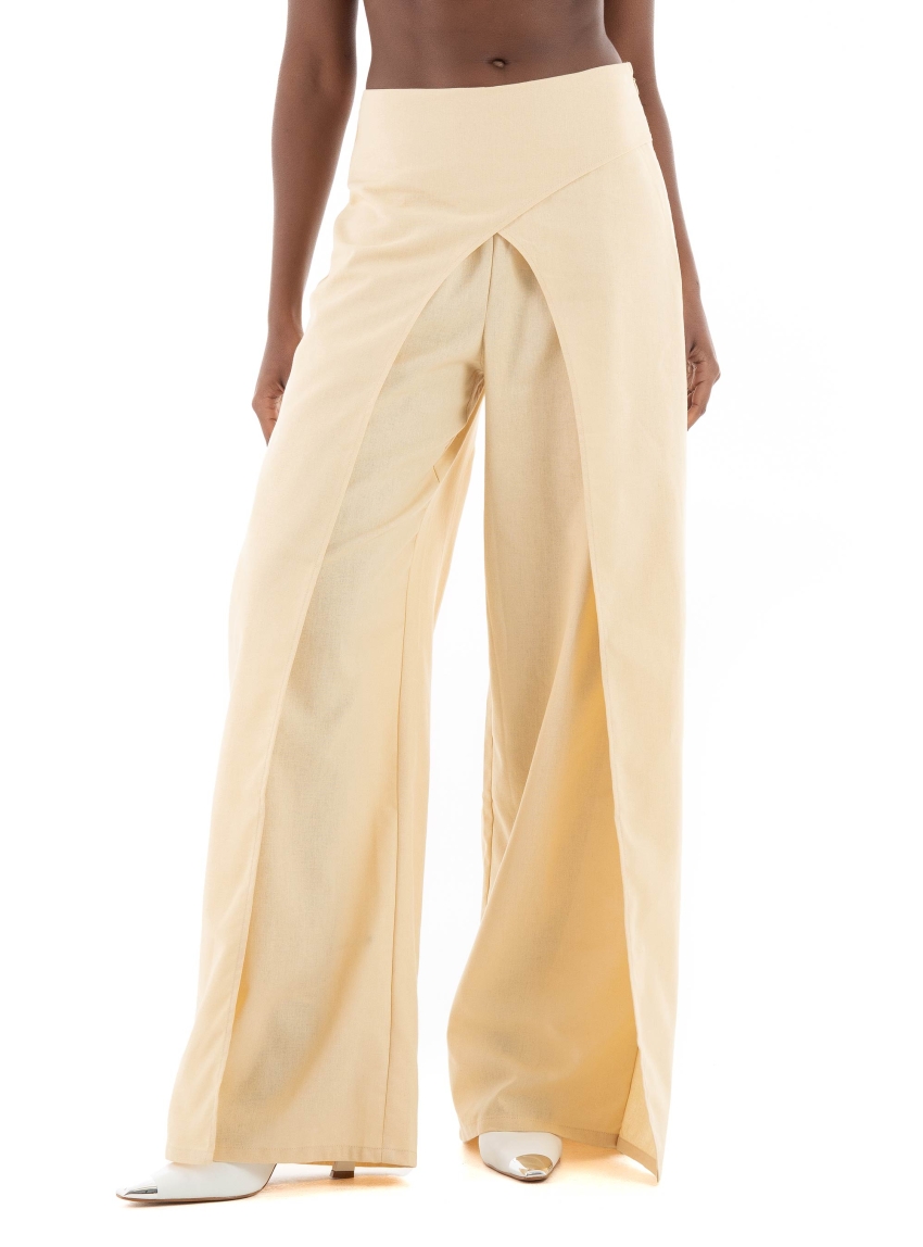 Somethingnew Beyonce High Waist Wrap Pants - Beige