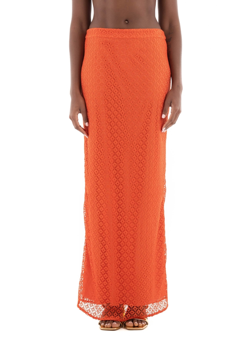 Somethingnew Chrissy High Waist Slim Skirt - Rust Brown