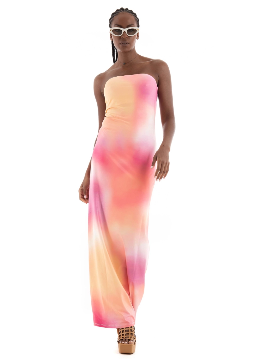 Somethingnew Heather Tube Maxi Dress - Multi Colors