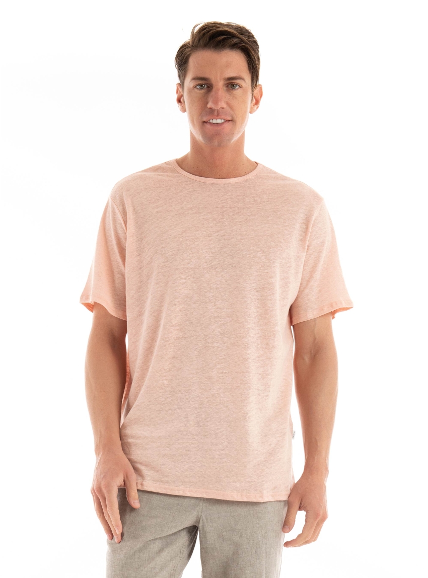 Selected Bet Linen O-Neck Tee - Light Salmon