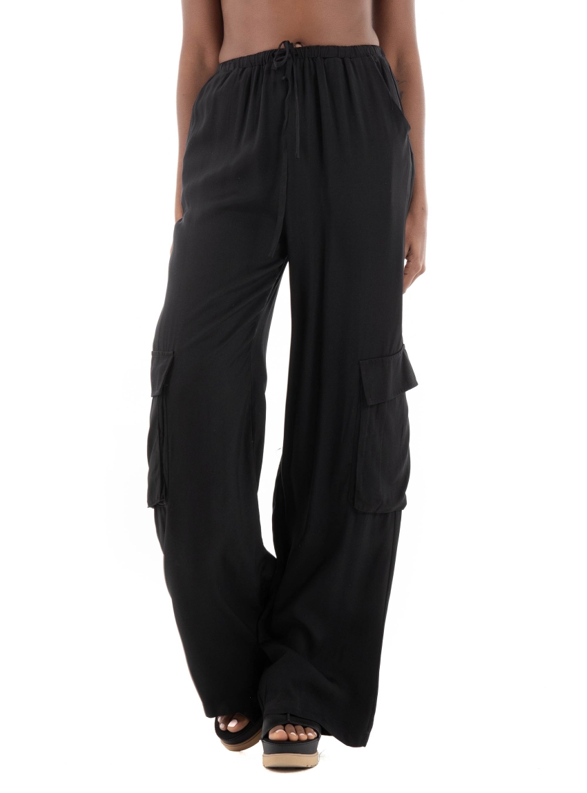 Glamorous Sateen Cargo Pants - Black