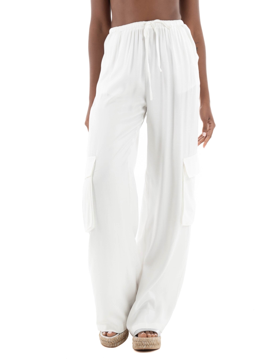 Glamorous Sateen Cargo Pants - White
