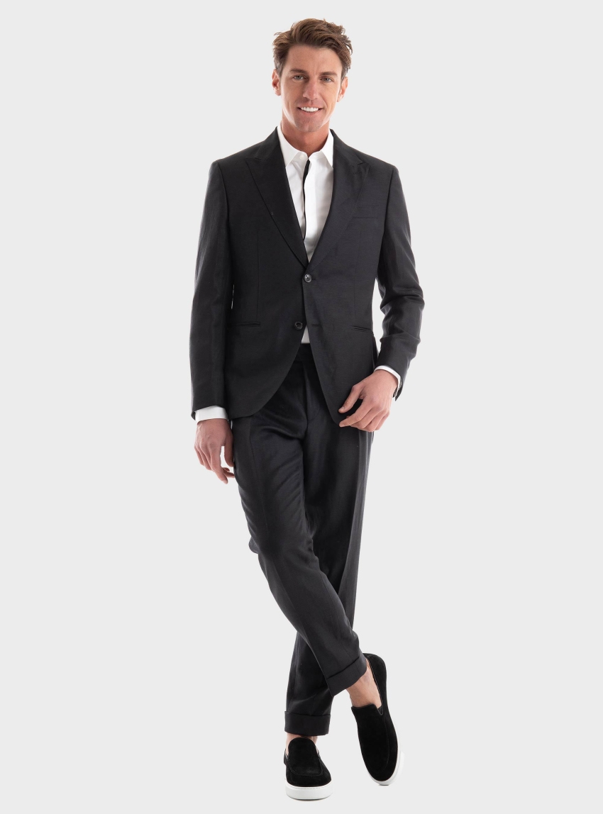 BOSS Slim Fit Suit C-Huge-2Pcs-Peak-242 - Black