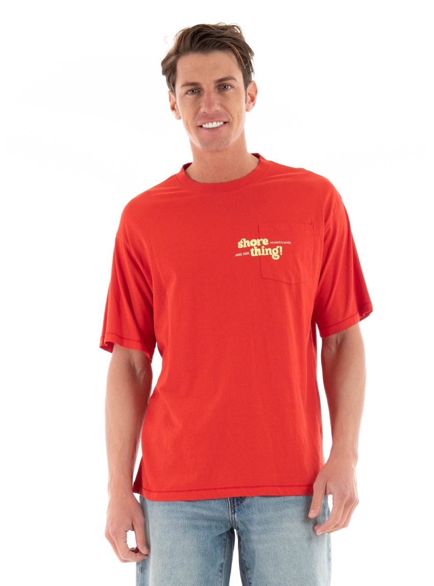 Scotch & Soda Artwork Pocket T-Shirt - Red
