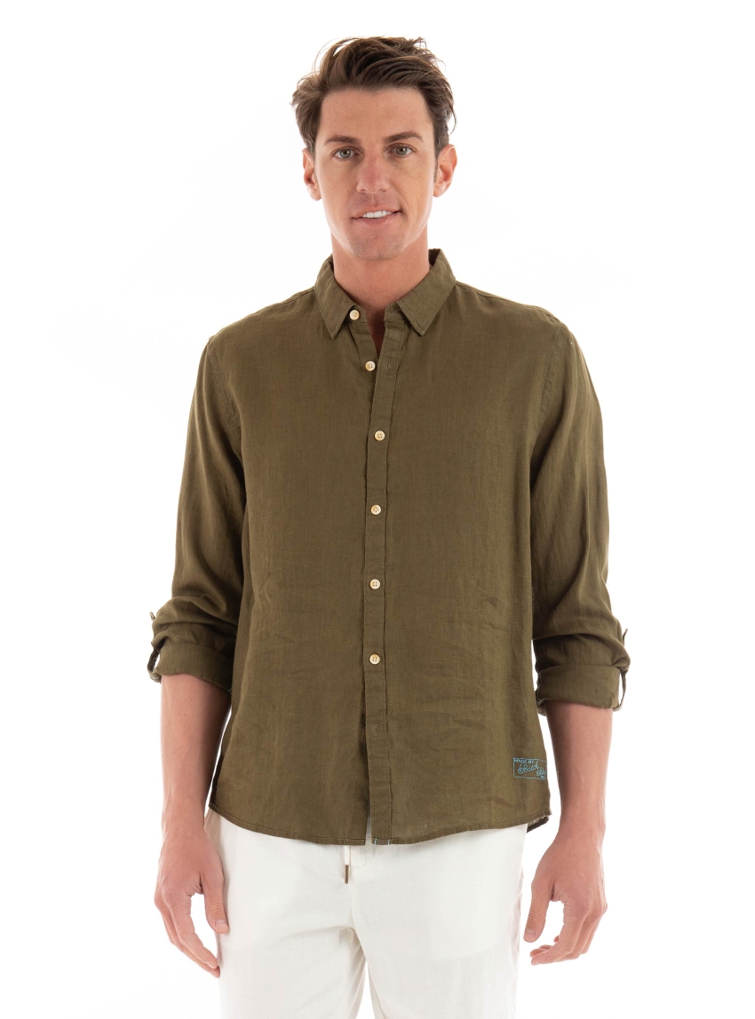 Scotch & Soda Shirt With Roll Up - Olive 