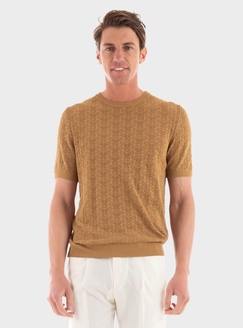 Paul Miranda Knitted T-Shirt - Dark Beige