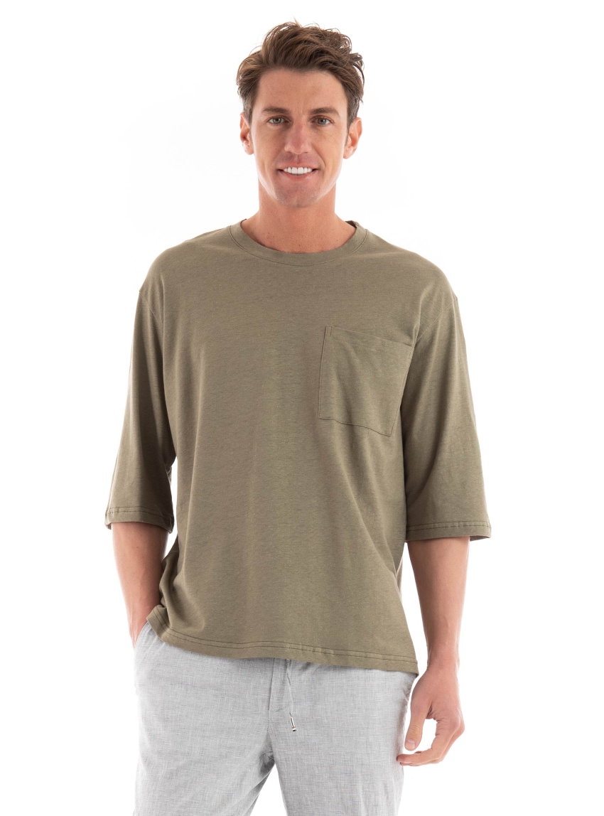 Paul Miranda Linen T-Shirt - Olive