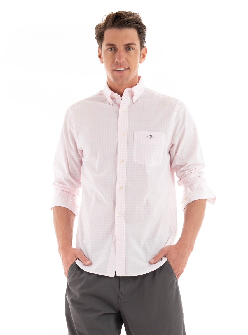 Gant Regular Poplin Gingham Shirt - Light Pink