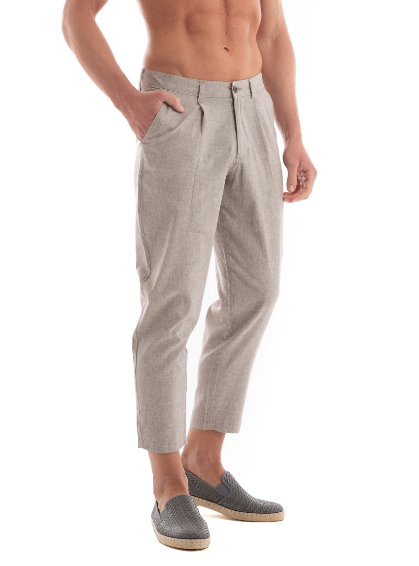 Jack & Jones Bill Dave Linen Blend Tapered Crop Pants - Light Beige