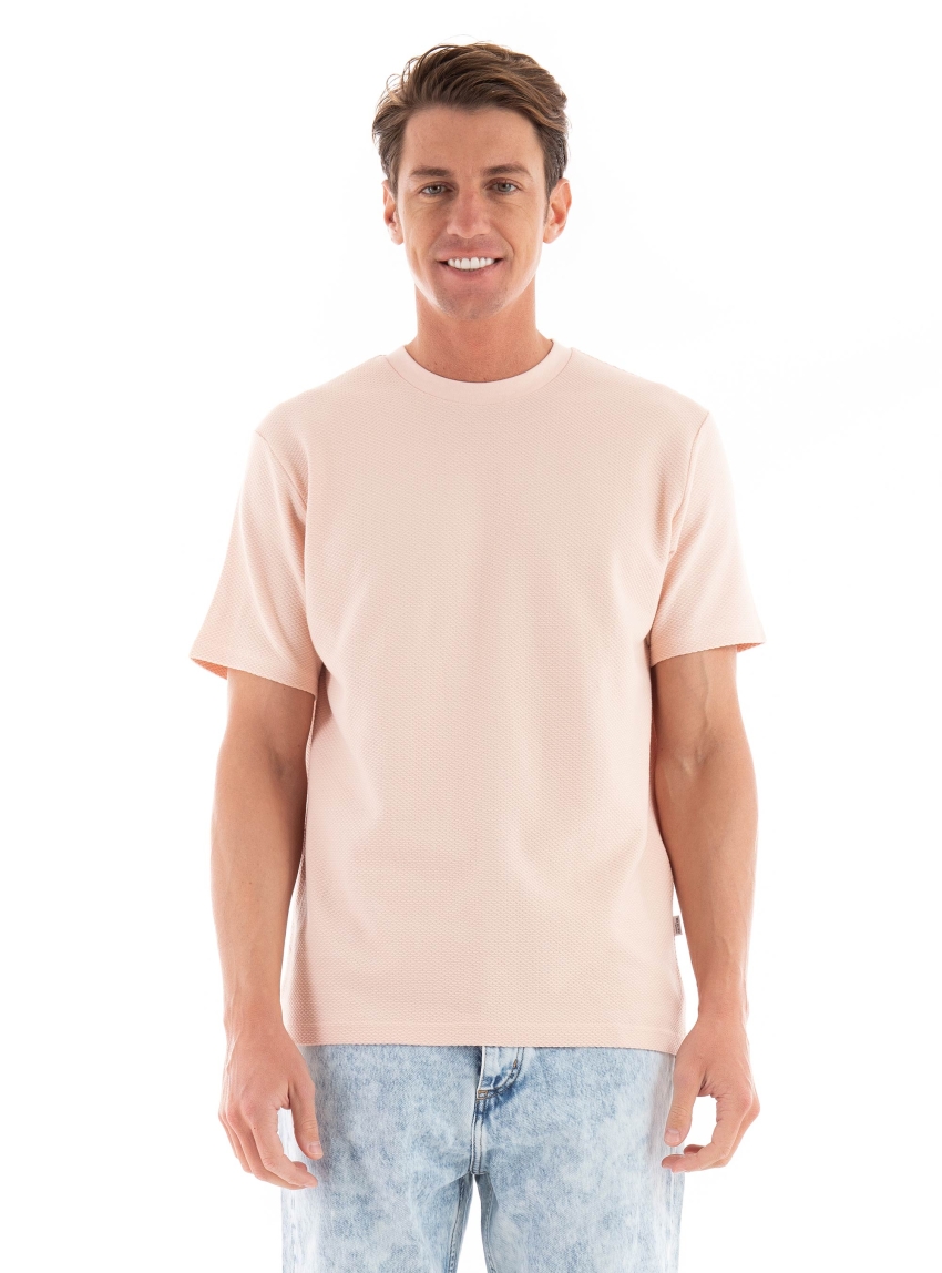 Selected Maurice Structure O-Neck Tee - Light Salmon