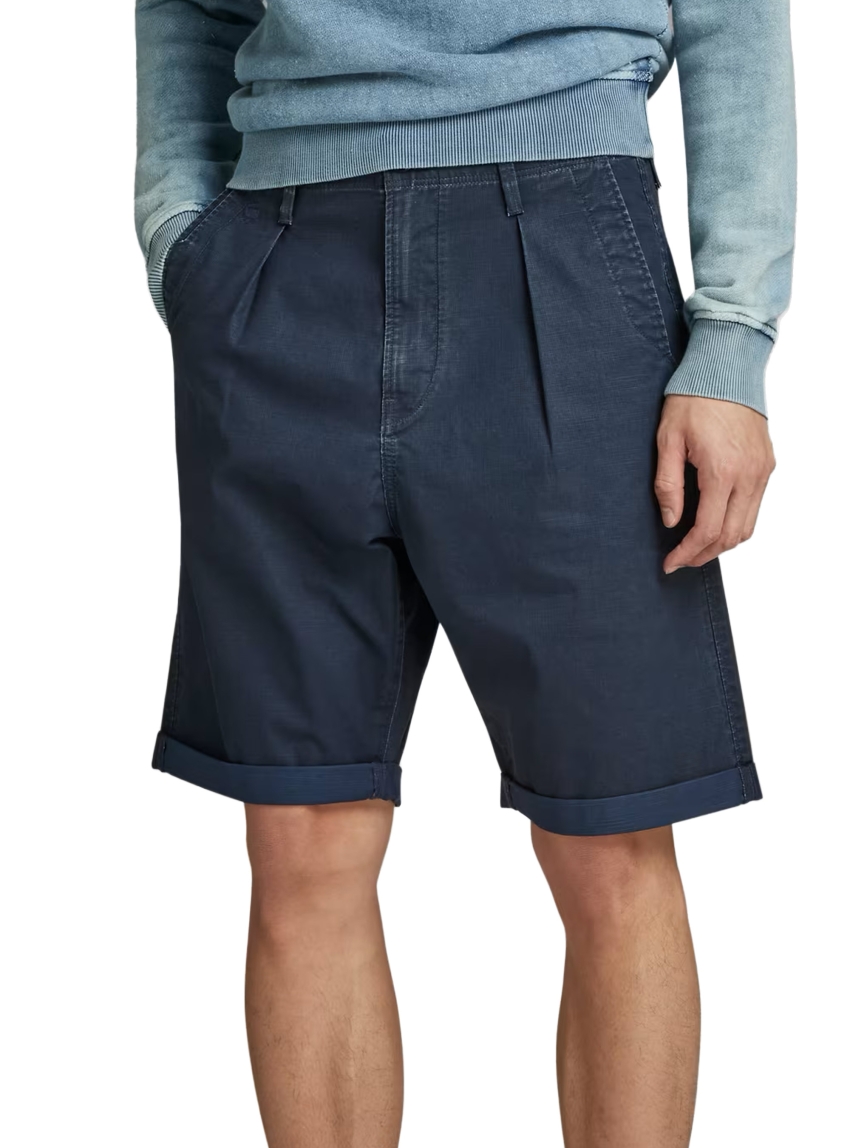 G-Star Pleated Chino Shorts - Dark Blue