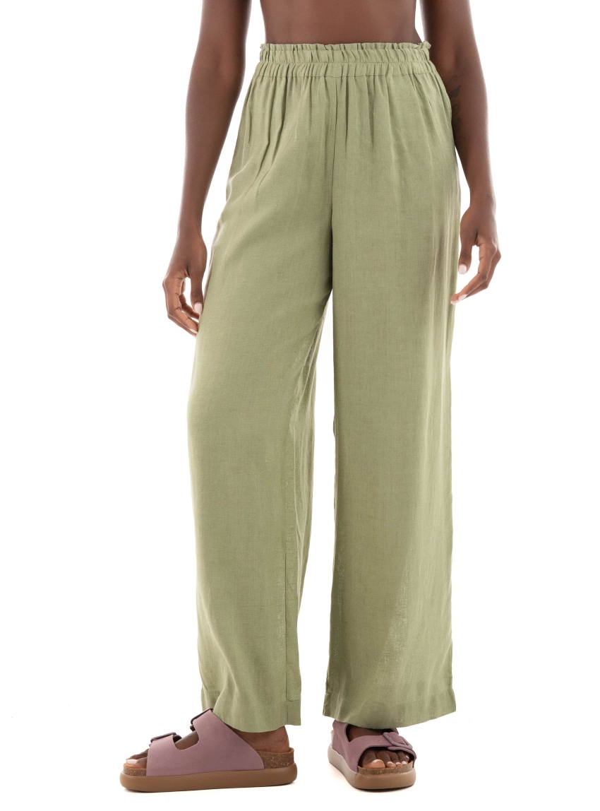 Only Tokyo High Waist Linen Blend Pants - Olive
