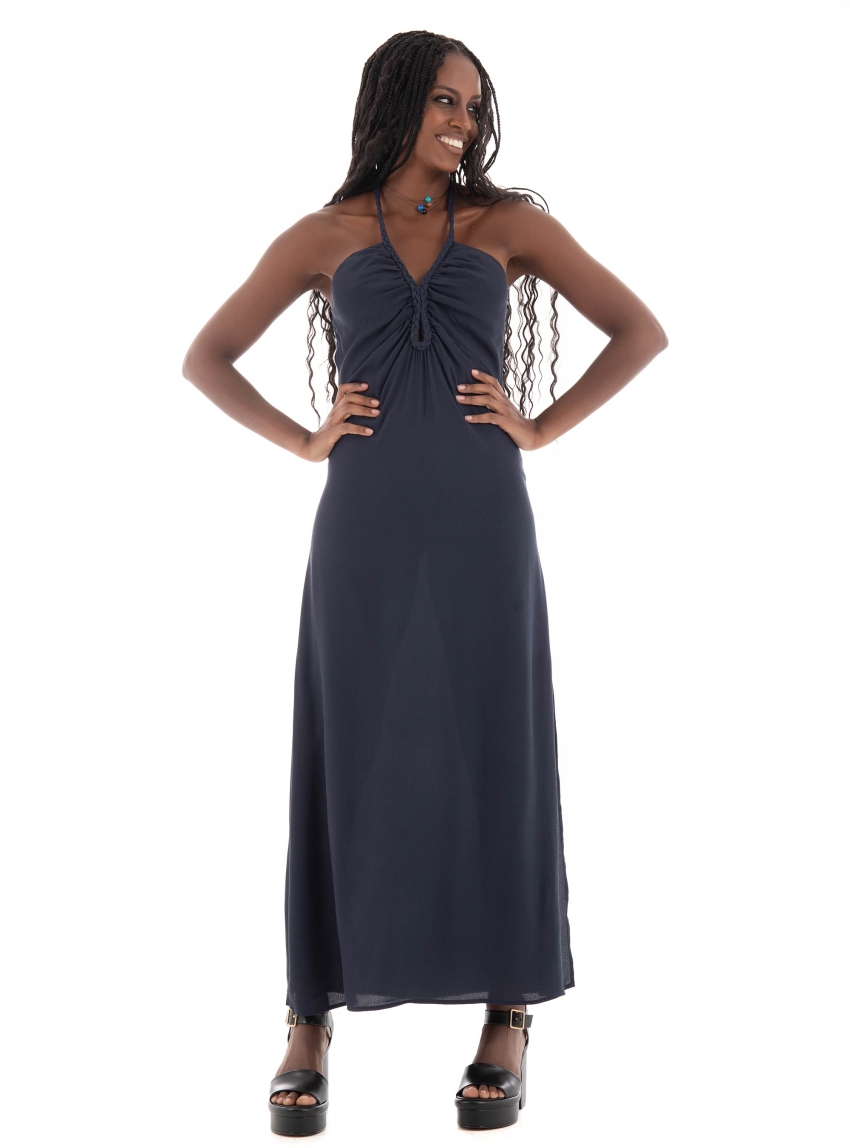 Scotch & Soda Maxi Dress With Braided Detail - Dark Blue