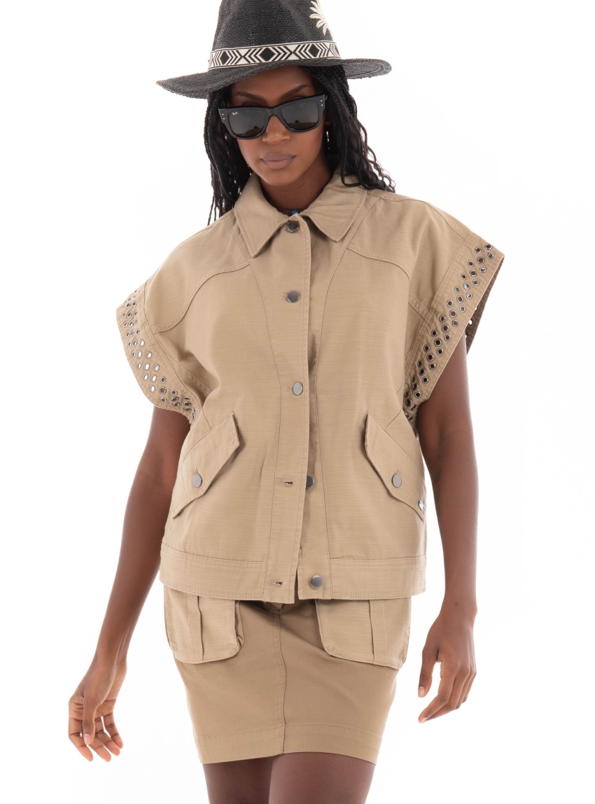 Scotch & Soda Festival Jacket With Eyelets - Dark Beige