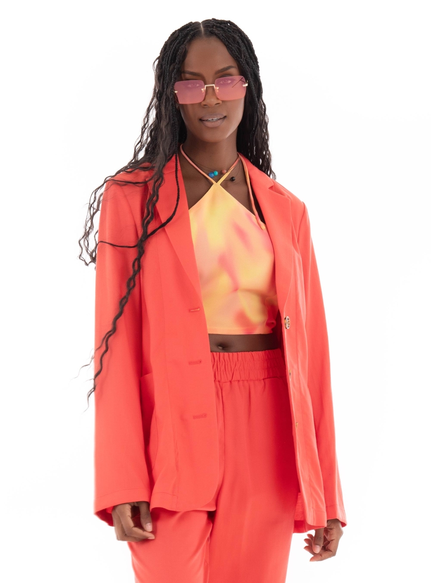 Scotch & Soda Boxy Unlined Single Breasted Blazer - Pale Red