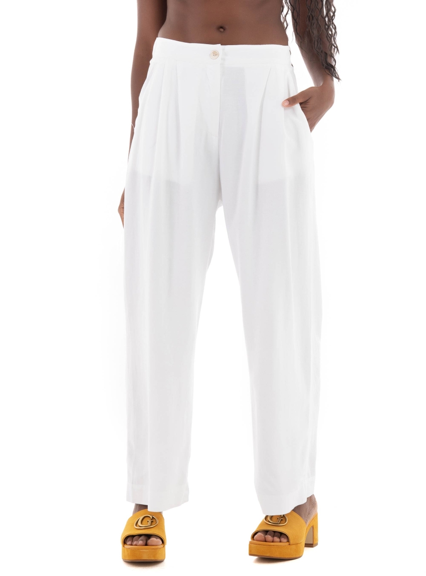 Black & Black Pants - White