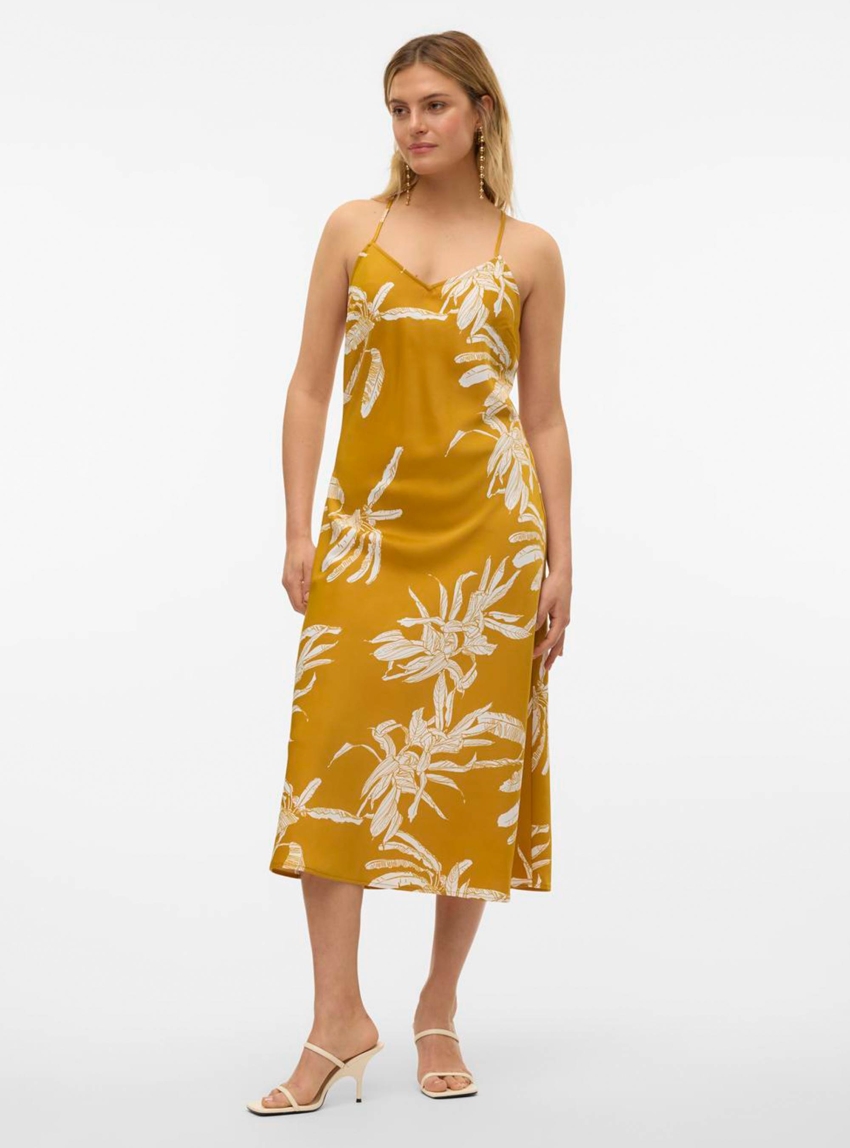 Vero Moda Keila Strap Calf Dress - Rust