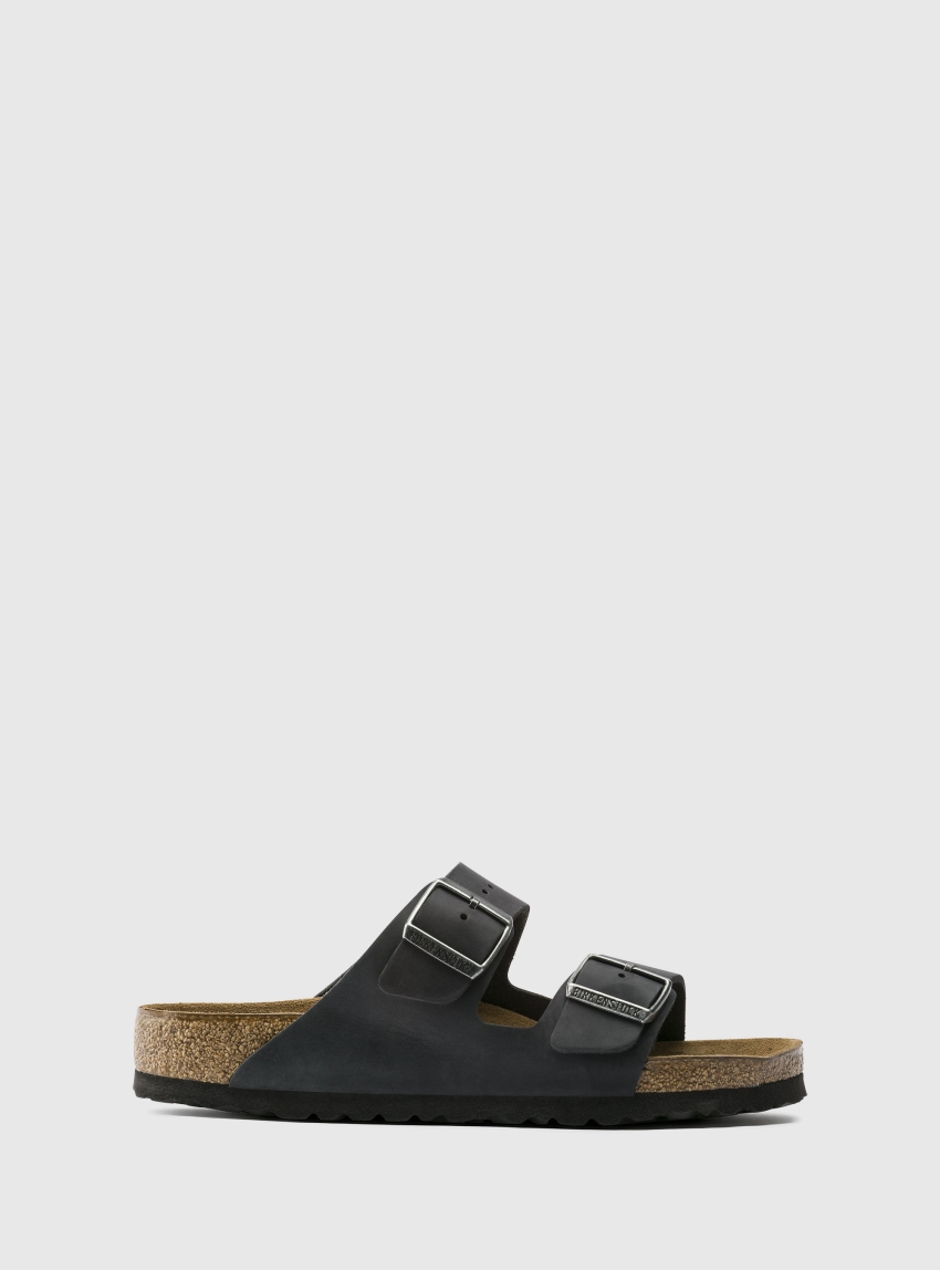 Birkenstock Arizona Soft Footbed Oiled Narrow Fit Sandals - Black