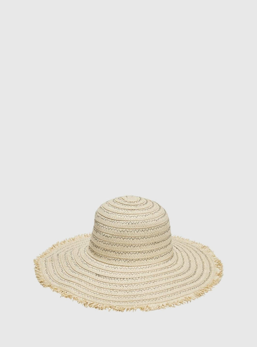 Only Eliza Zig-Zag Paper Straw Hat - Light Beige