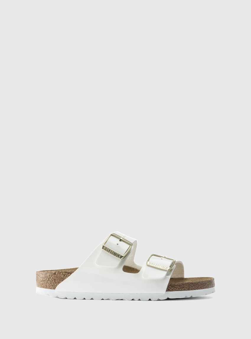 Birkenstock Arizona Birko Flor Patent Narrow Fit Sandals - White