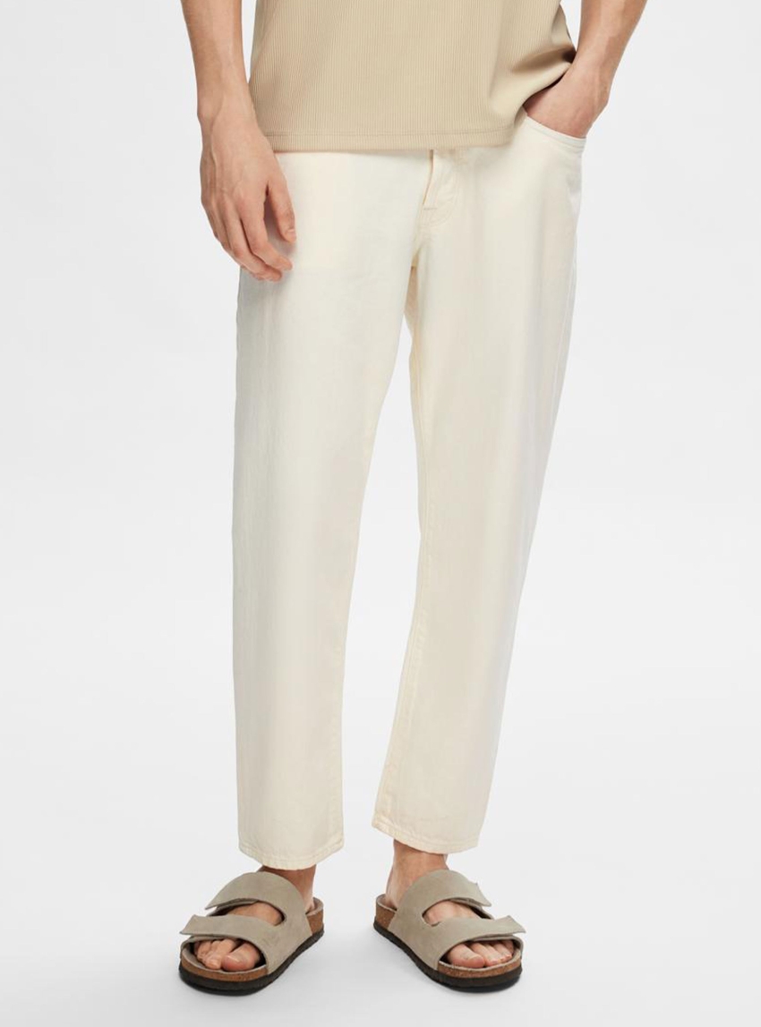 Selected 180-Relax Crop 5422 Hemp Jeans - Ecru