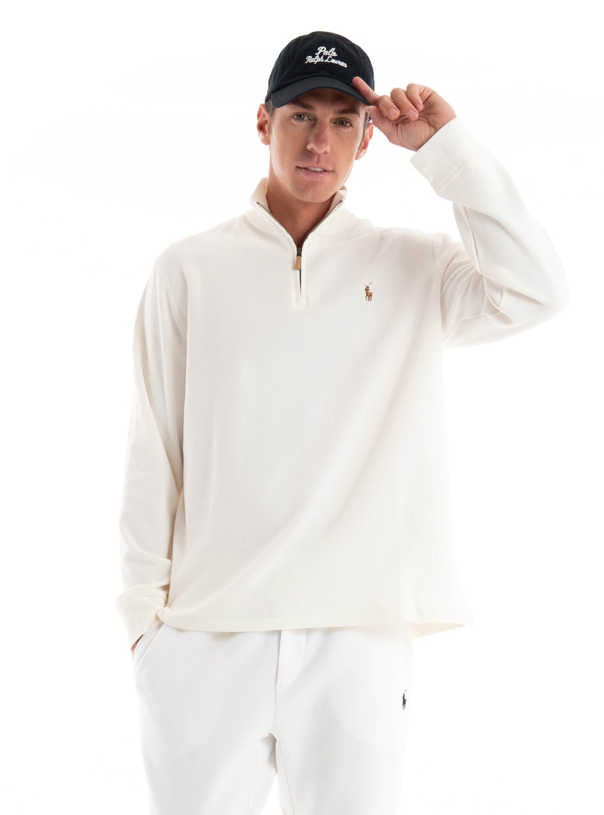 Polo Ralph Lauren Textured Cotton Quarter-Zip Pullover - Ecru