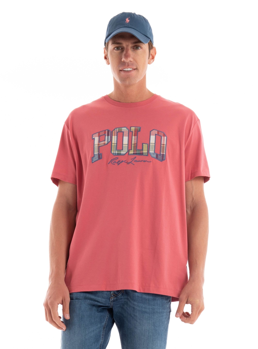Polo Ralph Lauren Classic Fit Plaid-Logo Jersey T-Shirt - Pink