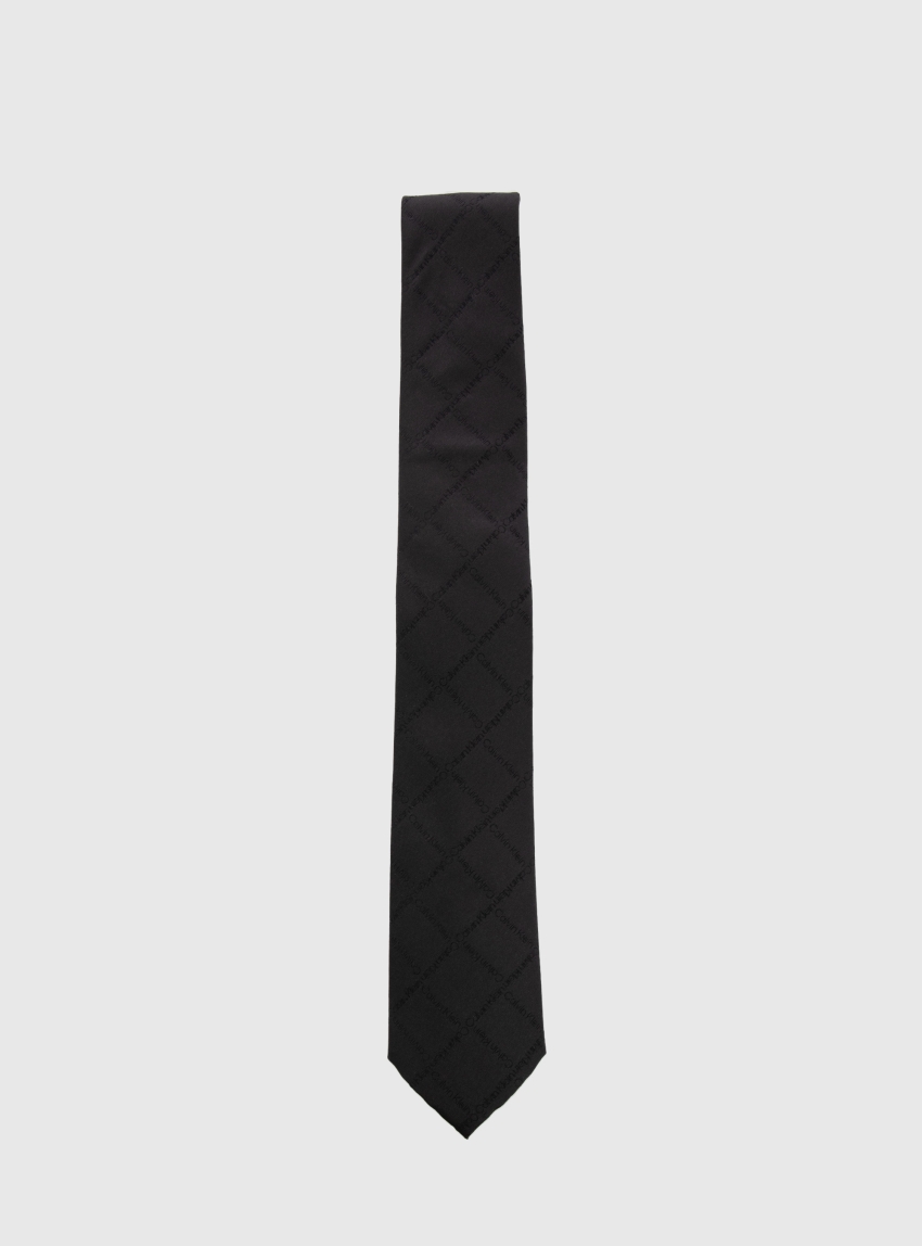 Calvin Klein Monogram Check Silk Tie - Black