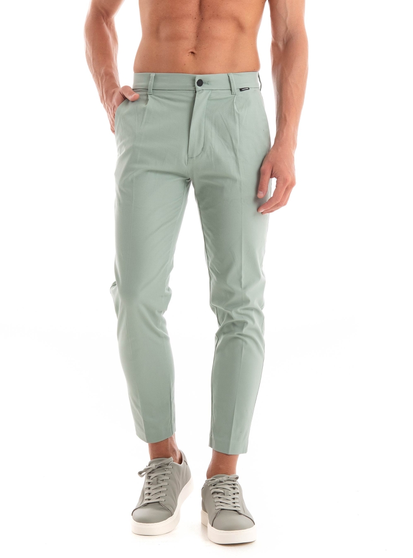 Calvin Klein Modern Twill Tapered Pleat Pants - Greenish Grey