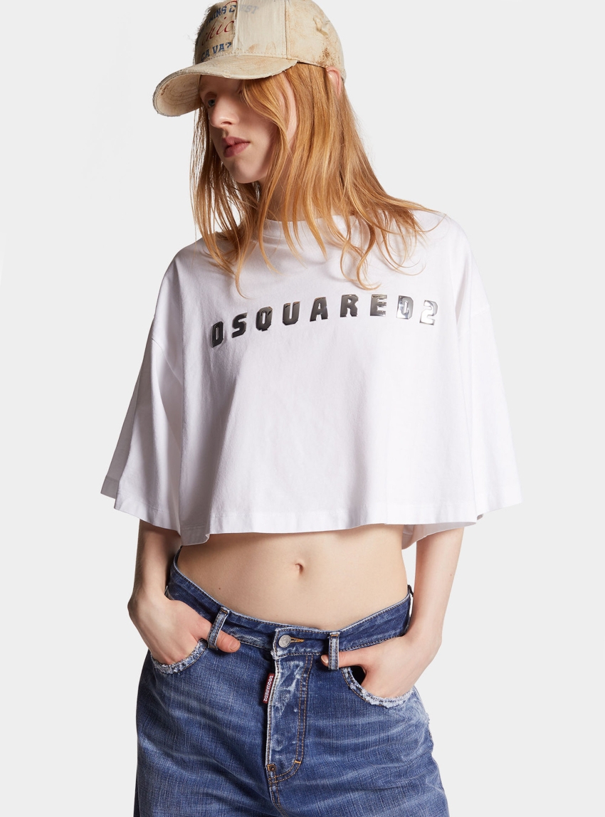 Dsquared Oversize Cropped Fit Tee - White