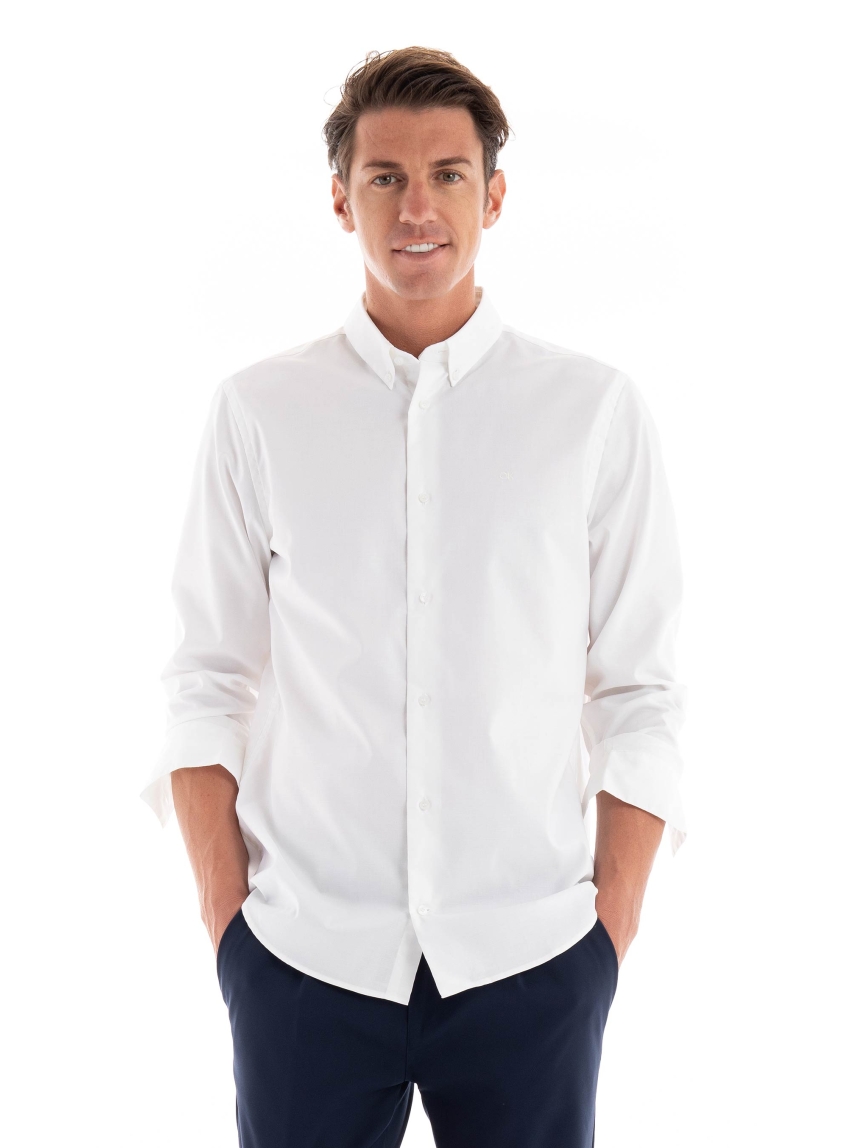 Calvin Klein Oxford Stretch Regular Fit Shirt - White