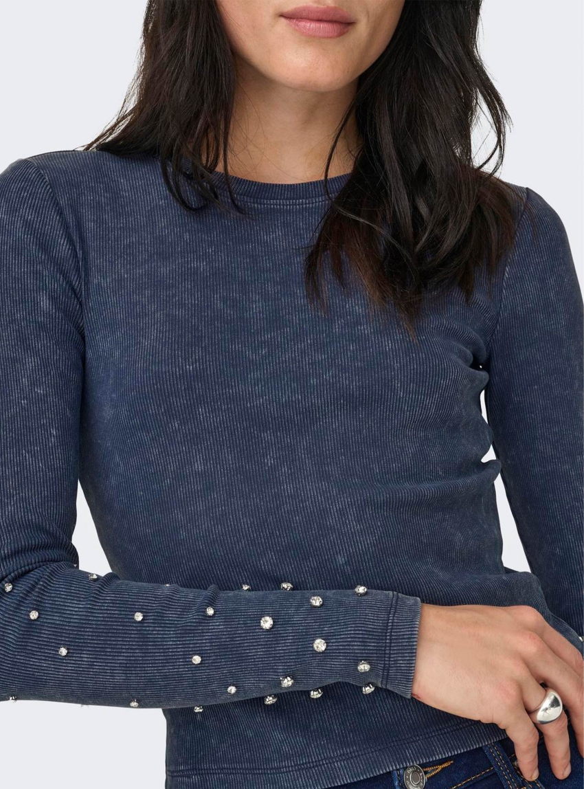 Only Valerie Studs Top - Dark Blue