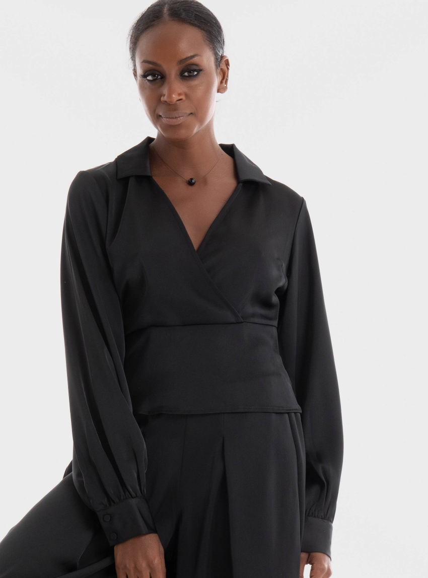 Vero Moda Louisa V-Neck Wrap Top - Black