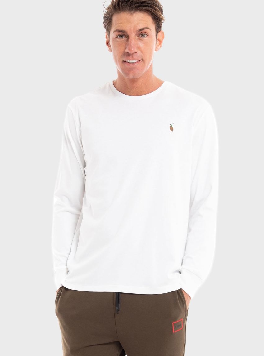 Polo Ralph Lauren Interlock Crewneck Long Sleeve T-Shirt - White