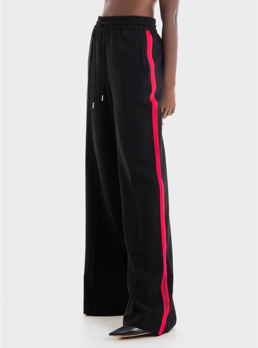 Karl Lagerfeld Taped Wide Leg Pants - Black