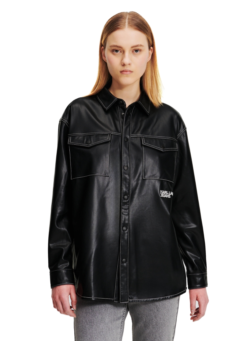 Karl Lagerfeld Jeans Faux-Leather Overshirt - Black