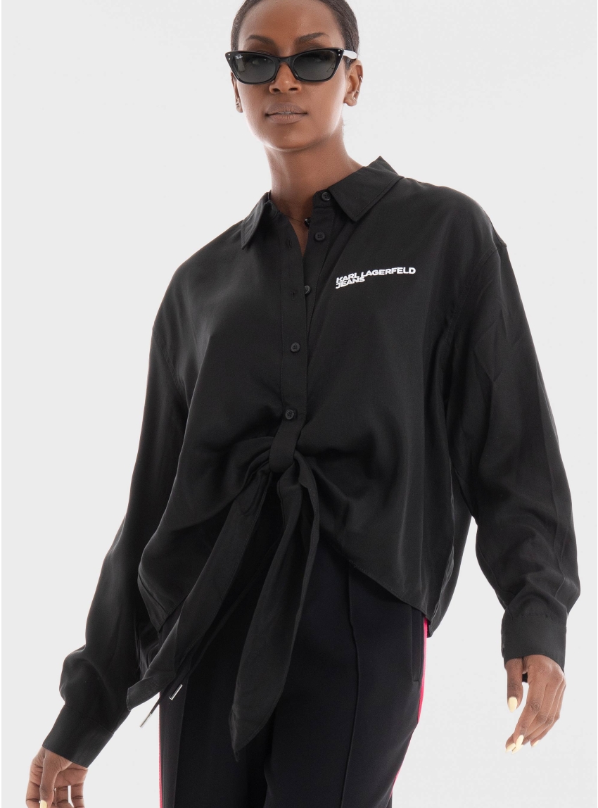 Karl Lagerfeld Jeans Woven Wrap Shirt - Black
