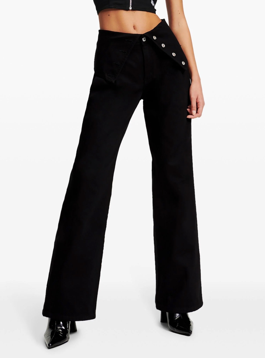Karl Lagerfeld Jeans Mid Rise Relaxed Wb Belt Jeans - Black