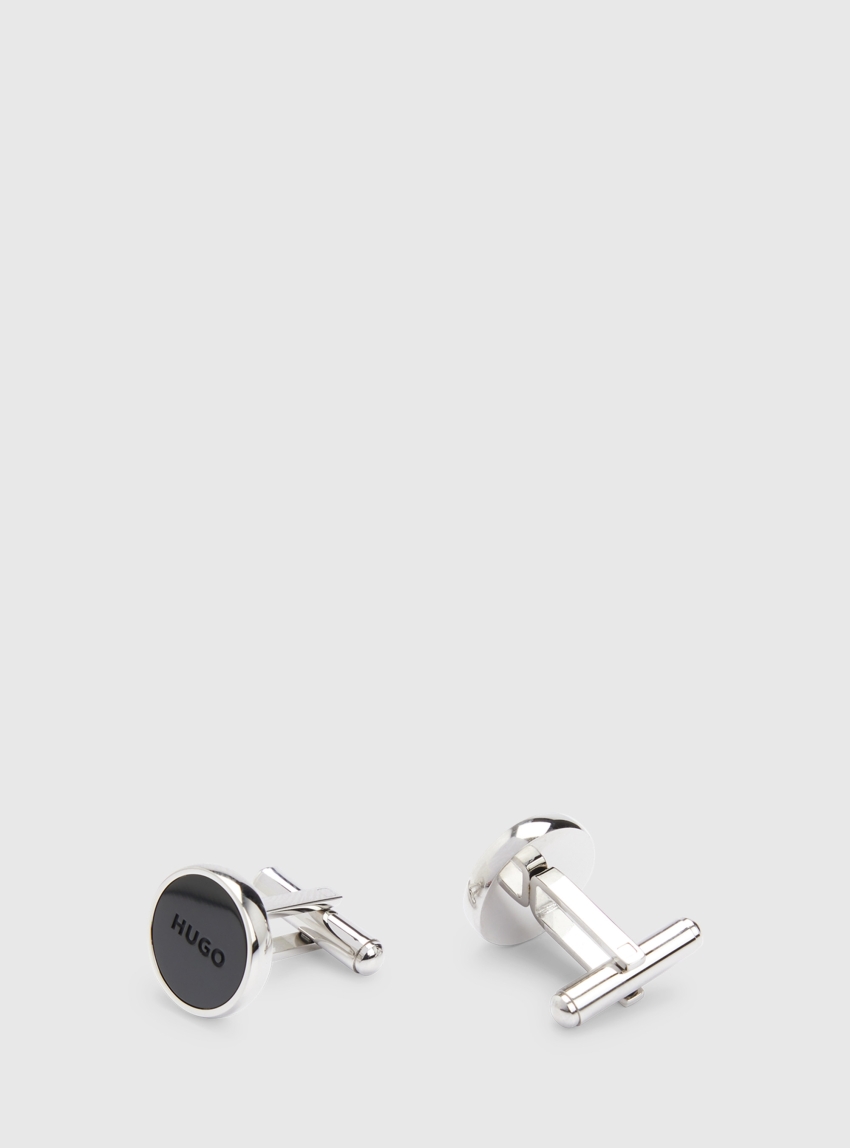 HUGO Round Cufflinks E-COLOR1-CUF - Black