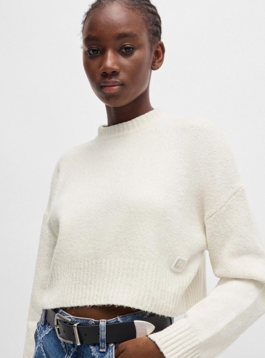 HUGO Relaxed Fit Knit Sellen - Off White