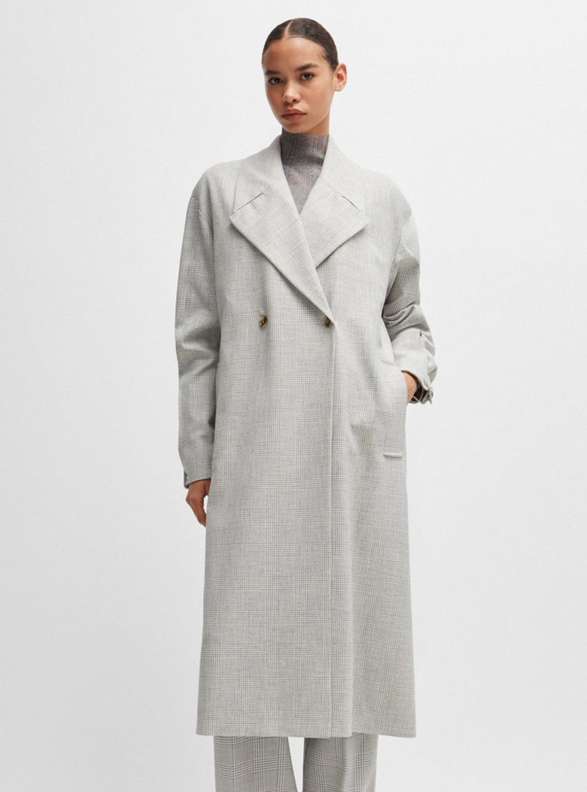 BOSS Double Breasted Coat Cusiato - Black & White