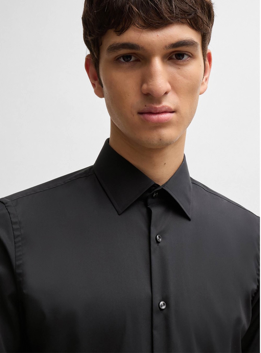 BOSS Slim Fit Business Shirt  H-HANK-kent-C1-214 - Black
