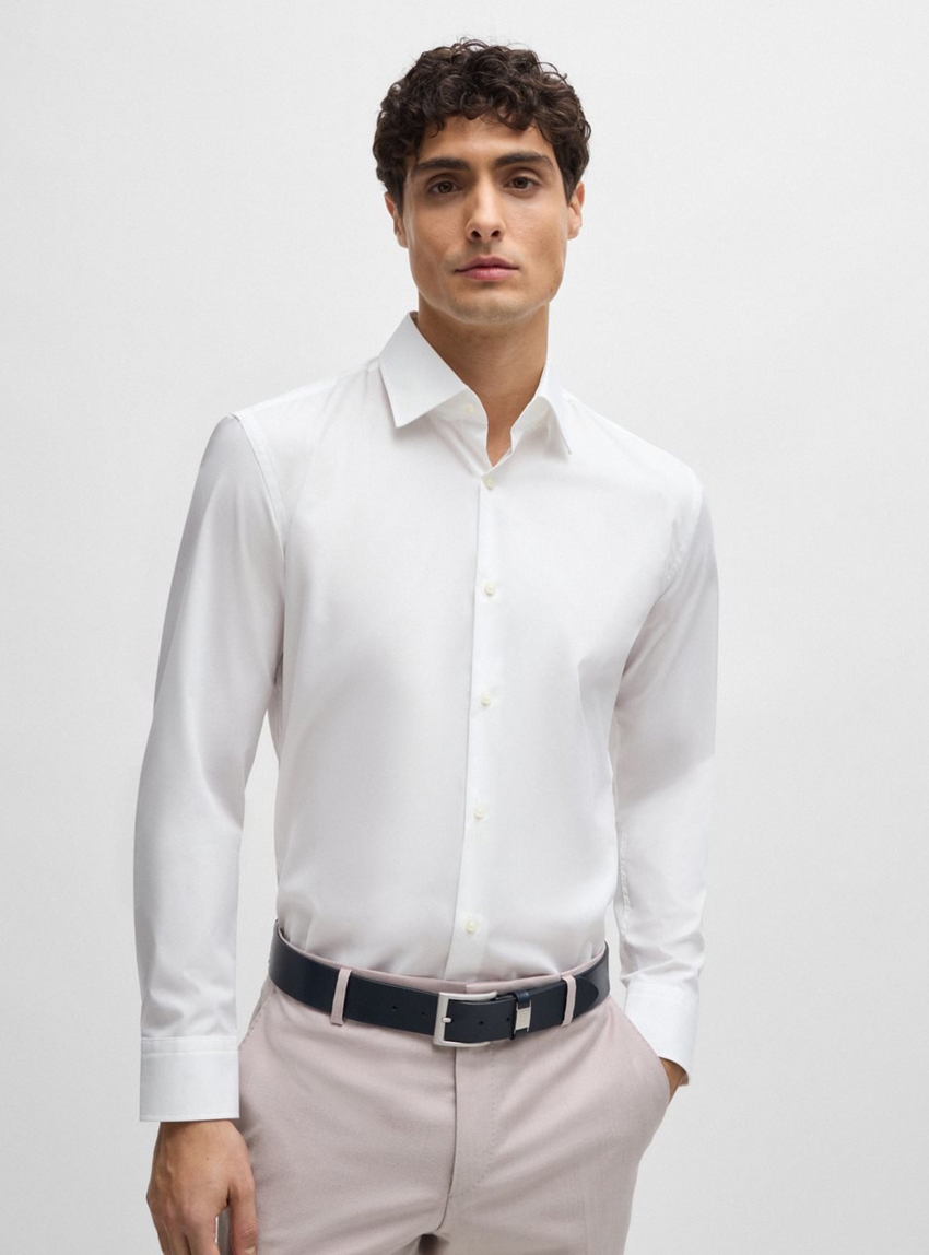 BOSS Slim Fit Business Shirt  H-HANK-kent-C1-214 - White